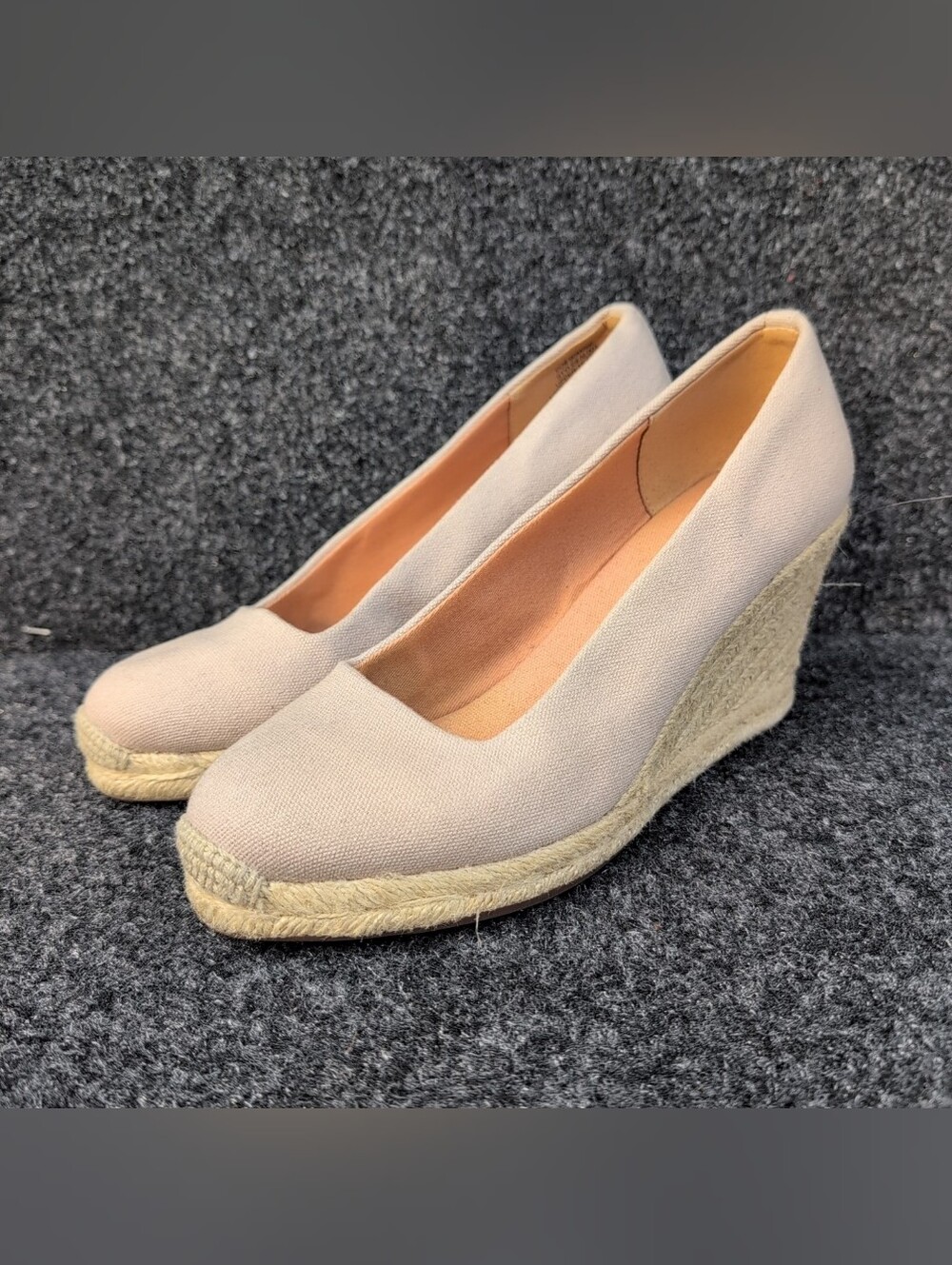J Crew Seville Espadrilles Wedges Women's Size 7 Beige Canvas Slip On Jute Heel